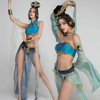 Çin Tarzı Gogo Dansçı Performans Kıyafet Uçan Peri Seksi Dans Sahne Kostüm Kadın Parti Festivali Giyim VDB7142