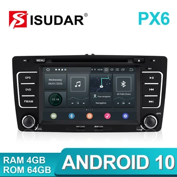 Isudar PX6 2 Din Android 10 otomobil radyosu SKODA / Yeti / Octavia 2009 2010 2012 Hexa Çekirdek RAM 4G Araba Multimedya DVD oynatıcı GPS DVR