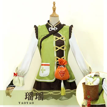 Anime Oyunu Genshin Darbe Yaoyao Güzel Cosplay Elbise Üniforma Cadılar Bayramı Karnaval Parti Kadın Rol Oynamak Kıyafet Tam Set 2023