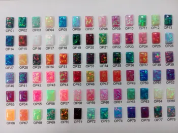 Sentetik Opal Tedarikçisi Satış 78 veya 92 Renk Opal Renk Kartları Opal Taş Renk Çizelgeleri Dikdörtgen Şekli Opal Düz Geri Gevşek Taşlar