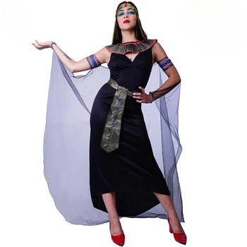 Mısır Tanrıçası Yetişkin Kadın Cadılar Bayramı Partisi Kostüm Kleopatra Cosplay Kostüm Masquerade Sahne Performansı Kadın