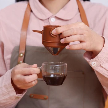 Taşınabilir Kahve Filtresi Taşınabilir Paslanmaz Çelik Damla Kahve Çay Tutucu Huni Sepetleri Kullanımlık Çay Demlik Standı Kahve
