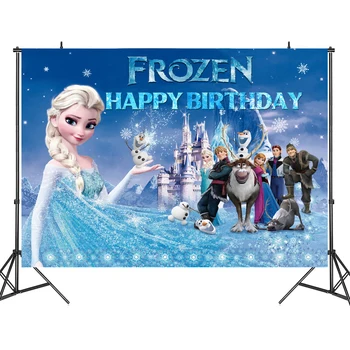 Disney Dondurulmuş 2 Parti Zemin Standı Fotoğraf Standında Zemin Örtüsü çocuk Doğum Günü Partisi Duvar Süslemeleri Arka Planında Perde