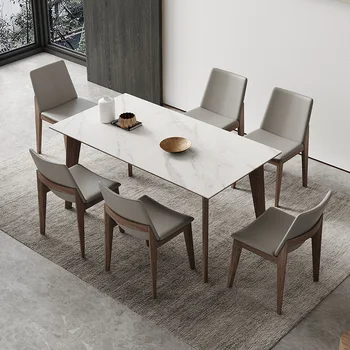 İskandinav katı ahşap Mutfak Masası Ve 4 Sandalye Kombinasyonu Ev Küçük Daire Modern Minimalist Dikdörtgen Kayrak yemek masası