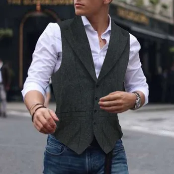 Erkek Yelek Sonbahar Ve Kış Yeni Konak Slim-Fit İngiliz Moda Rahat Büyük Yelek