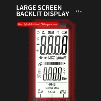 Dijital Multimetre LCD Gerilim akım test cihazı Arkadan Aydınlatmalı Elektrikli El Devre Volt Metre Usta Kırmızı