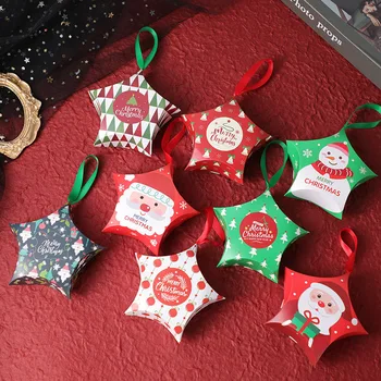 10 Adet Yeni Yaratıcı Noel Şeker Ambalaj Kutuları Noel Aperatif Kutusu Misafirler Çocuk Kutuları Yıldız Şeker Hediye Ambalaj Kutuları