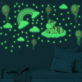 Aydınlık Sevimli gökkuşağı ünikorn Eşleşen XİNGX Çıkartmalar Afg3595 Pet çocuk Odası Dekoratif duvar çıkartmaları