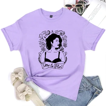 Ispanyol Botanik Çiçek Sanat T-shirt Estetik Hipster Grunge Tee Gömlek Üst Vintage Kadınlar Kısa Kollu Grafik Tshirt Streetwear