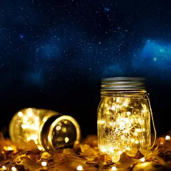 Güneş 30 Led Yıldız kavanoz ışığı Su Geçirmez Peri Firefly kavanoz kapağı Kolları ile ışıkları Açık Bahçe Noel noel dekoru Lambası