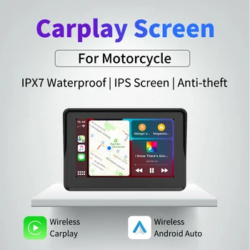 5 İnç IPS Motosiklet Carplay Ekran Kablosuz Apple Carplay Android Otomatik Ekran IPX7 Su Geçirmez Multimedya Navigasyon GPS Wifi