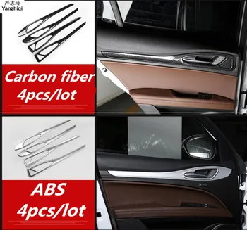ABS Karbon fiber 4 adet/grup Kapı panel dekorasyon araba kapı aksesuarları araba çıkartmaları Alfa Romeo Stelvio İçin 2017 2018