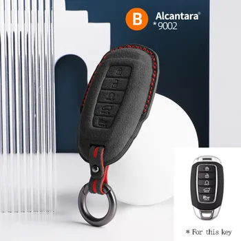 Alcantara Yüksek Kaliteli Araba Anahtarı Durum Kapak Tutucu Anahtar Kabuk Toka Hyundai Sonata Lafesta Elantra Santa Fe Mistra İx25 İx35