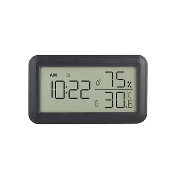Termometre Higrometre Kapalı çalar saat, LCD Dijital Termometre, Oda, Oturma Odası, Şarap Mahzeni (Siyah)