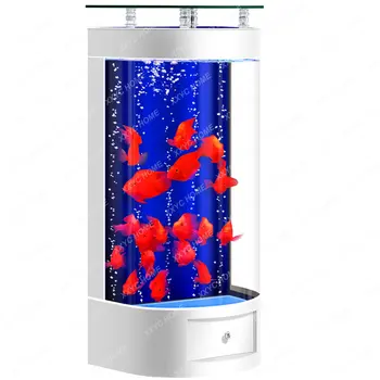Yeni Yarım Daire Ev Balık Tankı Oturma Odası Küçük Balık Tankı Balık Tankı Otomatik Sirkülasyon Filtresi Akvaryum