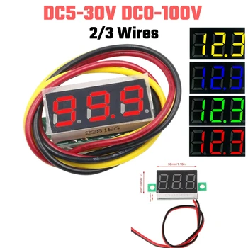 0.28 İnç Kırmızı Mavi Dijital LED Mini Ekran Modülü DC2. 5V-32V DC0-100V LED Ekran Paneli Gerilim Metre Voltmetre Test Cihazı