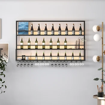 Bağlantısız Modern Şarap Tutucu Siyah Metal Duvara Monte Şarap Rafı Depolama Organizatör Estante Botellas Vino Bar Dekorasyon