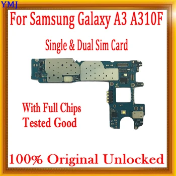 Tam Cips Samsung Galaxy A3 A310F Anakart Android Sistemi İle Tek / Çift Sım Kart 100 % Orijinal Kilidini Mantık Anakart