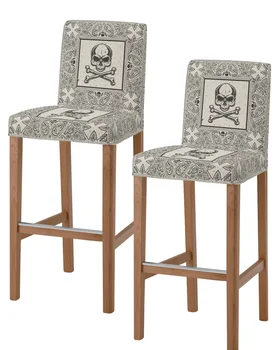 Paisley Desen Kafatası bar sandalyesi Kapakları Kısa Geri Streç Bar Taburesi Kapağı Kolsuz sandalye kılıfı s Ofis klozet kapağı