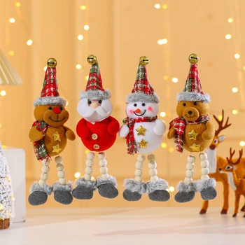 2023 Yılbaşı Ağacı Kolye Karikatür Eşarp Kardan Adam Elk Noel Baba Çan ile Küçük Ahşap Boncuk Kolye Dekorasyon Noel Partisi için