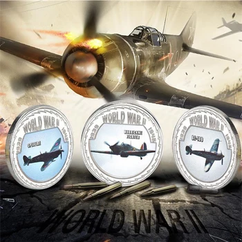 Hava Uçağı Altın Kaplama I. Dünya Savaşı / II Gümüş Hatıra Paraları Seti Ordu Mücadelesi Coin Askeri Hatıra Hediyeler Veteran için