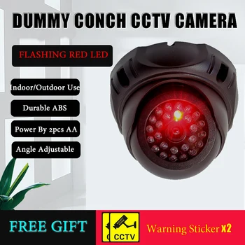 Yeni Siyah Dome Kabuklu Kukla Kamera Yanıp Sönen Kırmızı Led Plastik Sahte Kamera Kablosuz Simülasyon CCTV Gözetim Güvenlik Sistemi