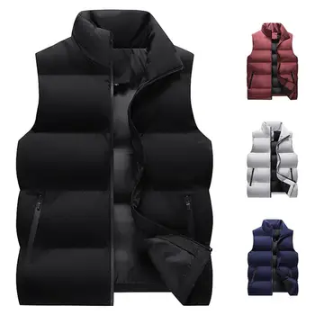 Erkek Ceket Kış Sıcak Palto Erkekler için Kalınlaşmış Standı Yaka Aşağı Yelek Büyük Boy Ceketler Kirpi Yelek Kolsuz Fermuarlı ceket