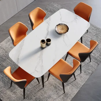 Suni Deri Lüks yemek sandalyeleri Metal Oturma Odası Ofis Modern yemek sandalyeleri Salon Tasarımı Tembel Silla Comedor Ev Mobilyaları