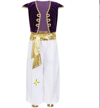 Anime erkek Arap Prens Kostüm Aladdin Sokak Dansı Cosplay Kostüm Ceket Pantolon Kemer Takım Elbise Üniforma Cadılar Bayramı Kıyafet Özel