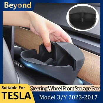 Tesla Modeli Y 2023 direksiyon Ön Depolama Cep Modeli 3 Aksesuarları Silika Jel Uygun saklama kutusu Telefon Desteklenen