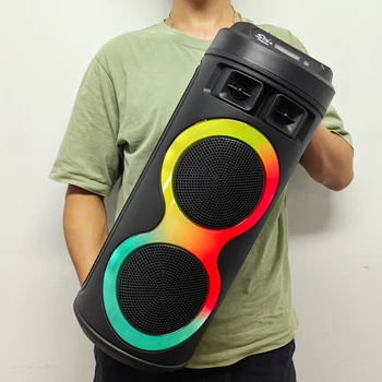Yüksek Güç LED caixa de som Bluetooth hoparlör Taşınabilir Açık Parti Sütun Aile Karaoke Ses Müzik Merkezi Subwoofer Mic ile