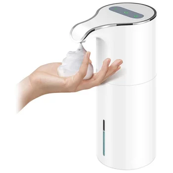 Sabunluk Otomatik Fotoselli USB Şarj Edilebilir Elektrikli köpük sabun sabunluğu Ayarlanabilir Su Geçirmez 450 ML Beyaz