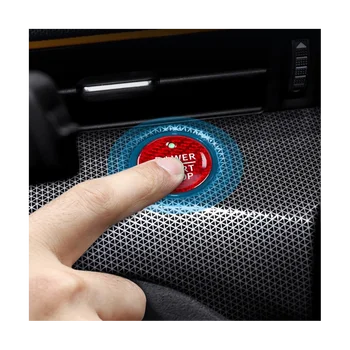 Araba Start Stop Motor Düğmesi Gerçek Karbon Fiber Etiket Basma düğme kapağı için Mach-E 2021 2022 (Siyah)