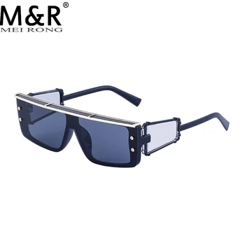 2023 Moda Yeni erkek Y2K Kare Güneş Gözlüğü Kişilik Parlak Sarı Gözlük Çerçevesi Steampunk sürüş gözlükleri Gafas De Sol
