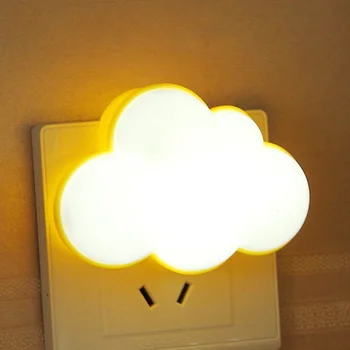WoodPow ışık sensörü kontrol konfor gece lambası bulut şekli AB ABD Plug yenilik çocuk gece lambası bebek odası İçin hediye aydınlatıcı