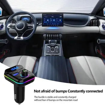 Araba MP3 Çalar FM Verici Ses Alıcısı 2 USB Hızlı Şarj Aydınlatma Kablosuz Radyo Adaptörü Radyo Alıcısı Aksesuarları