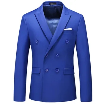 2023 Moda Yeni erkek Rahat Butik İş Düz Renk Kruvaze Takım Elbise Ceket Blazers Ceket