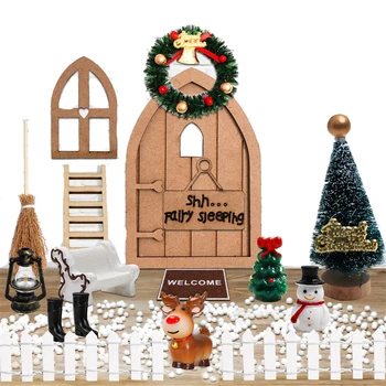 Dollhouse Aksesuarları Minyatür Nissedor Peri Kapı Hasır Yılbaşı Ağacı Çelenk 16 ADET Noel Hasır Kapı Seti