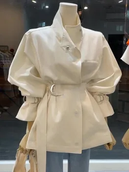 Fransız Küçük Koku Rüzgarlık Ceket Kadın 2023 Sonbahar Yeni Uzun Kollu Katı Kadın Üstleri Tasarım Niş Kore Şık Ceketler