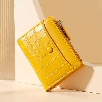 Kadın PU deri cüzdan Kadın Taş Desen Küçük Çanta Fermuarlı Para Cebi Kısa Para Değişim Çanta Mini bayan cüzdanı çanta