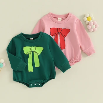 Ilkbahar Sonbahar Bebek Giyim Kız Pamuk Bebek Kız Romper Tulum Bebek Kız Sevimli Yay Baskı Tulumlar Yenidoğan Ürünleri Giysileri