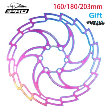 IIIPRO Bisiklet fren diski Gökkuşağı Paslanmaz Çelik 160mm 180mm 203mm 6 Cıvata Rotor MTB Dağ Yol Bisikleti Hidrolik disk fren Balataları