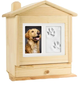 Dekoratif Ahşap Kremasyon Kutusu Ahşap Tabut Köpekler için Külleri Ahşap Pet Çekmeceler ve Çömleği