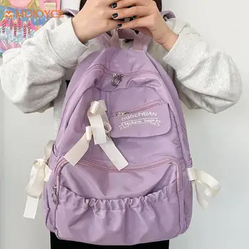 Japon Yeni anti-hırsızlık Okul Çantalarını 2023 Kadın papyon Sırt Çantası Moda Naylon Sırt Çantası Genç Kızlar İçin Büyük Kapasiteli Okul Çantaları
