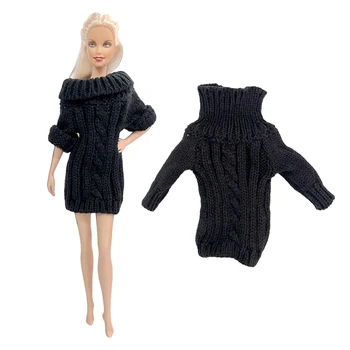 ​NK 1 Adet 30CM Prenses Moda Ceket Siyah El Yapımı Elbise Örgü Kazak Üst Giysi barbie bebek Aksesuarları Kız Hediye Oyuncak