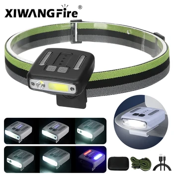 XIWANGFIRE Sensörü LED Far Çok Fonksiyonlu Kap Klip Far USB ile şarj edilebilir balıkçı ışığı Dahili 1200 MA Pil