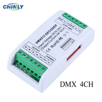 YENİ LED şerit denetleyici 4CH Mini DMX 512 dekoder RGB denetleyici konsolu kullanımı dekore aydınlatma ev ışıkları sönük DC12V-24V