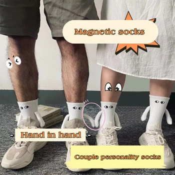Komik Yaratıcı Manyetik Holding Eller Çorap Karikatür Güzel El Pamuk Nefes Rahat Çorap Kadın Erkek Çorap