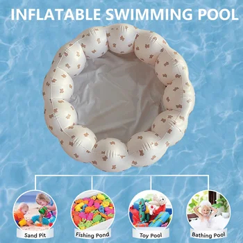 Şişme Çocuk Top Havuzu Kum Havuzu Petal Şekli PVC Yenidoğan Yüzme Havuzu Baskılı Yuvarlak Katlanabilir Hafif Bahçe Kapalı