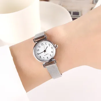 Moda quartz saat Kadınlar için Lüks Kadın Saatler Saat kol saati Beyaz paslanmaz çelik şerit Klasik Saatler Günlük Hediyeler